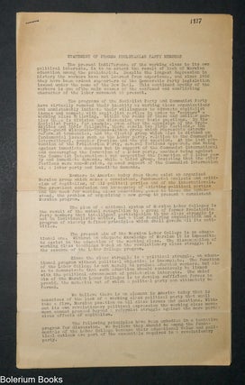 Cat.No: 333503 Statement of former Proletarian Party members. W. H Camfield