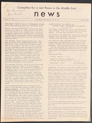 Cat.No: 334119 Committee for a Just Peace in the Middle East News. Vol. 2 no. 1 (June 1972