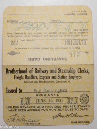 Brotherhood of Railway and Steamship Clerks, Freight Handlers, Express and Station Employes [sic] [traveling card]