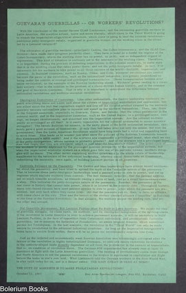 Cat.No: 334446 Guevara's guerillas - or workers' revolutions? [handbill