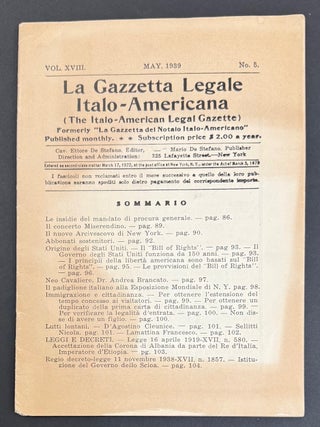 Cat.No: 334828 La Gazzetta Legale Italo-Americana / The Italo-American Legal Gazette....