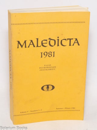 Cat.No: 334936 Maledicta - The International Journal of Verbal Aggression. Volume V,...