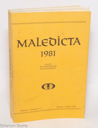 Cat.No: 334936 Maledicta - The International Journal of Verbal Aggression. Volume V,...