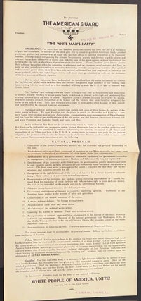 Cat.No: 334974 The American Guard: "The White Man's Party" [broadside