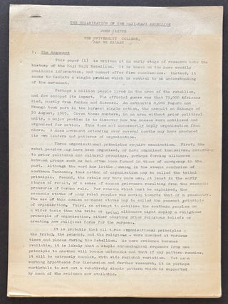 Cat.No: 334981 The Organization of the Maji-Maji Rebellion. John Iliffe