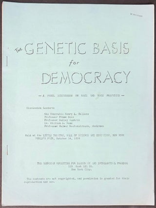 Cat.No: 334998 The genetic basis for democracy. A panel discussion on race and race...