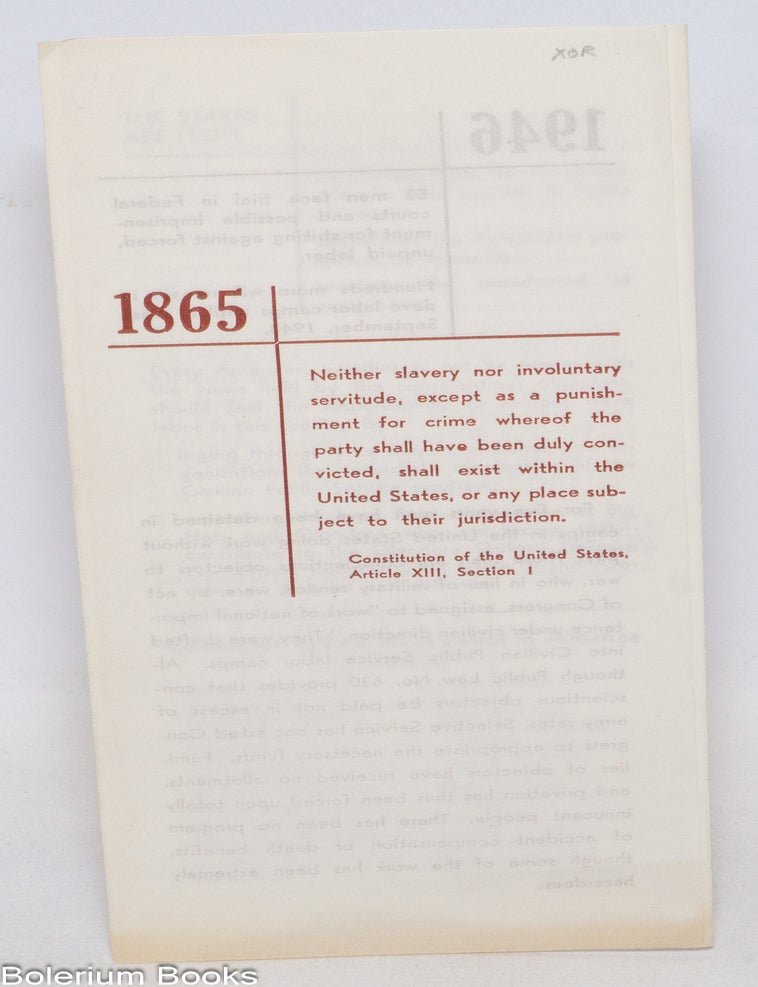 Cat.No: 335056 1865... 1946. Committee to End Slave Labor in America.