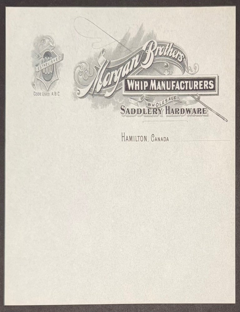 Cat.No: 335071 Morgan Brothers Whip Manufacturers. Wholesale Saddlery Hardware [sheet of stationery]