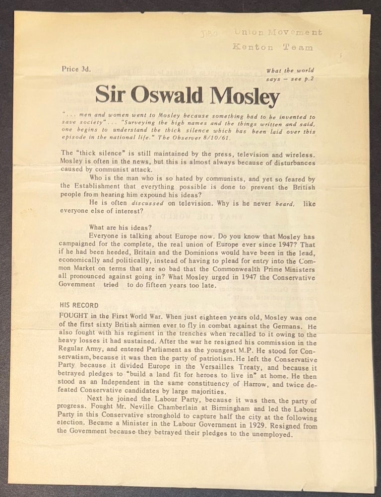 Cat.No: 335090 Sir Oswald Mosley