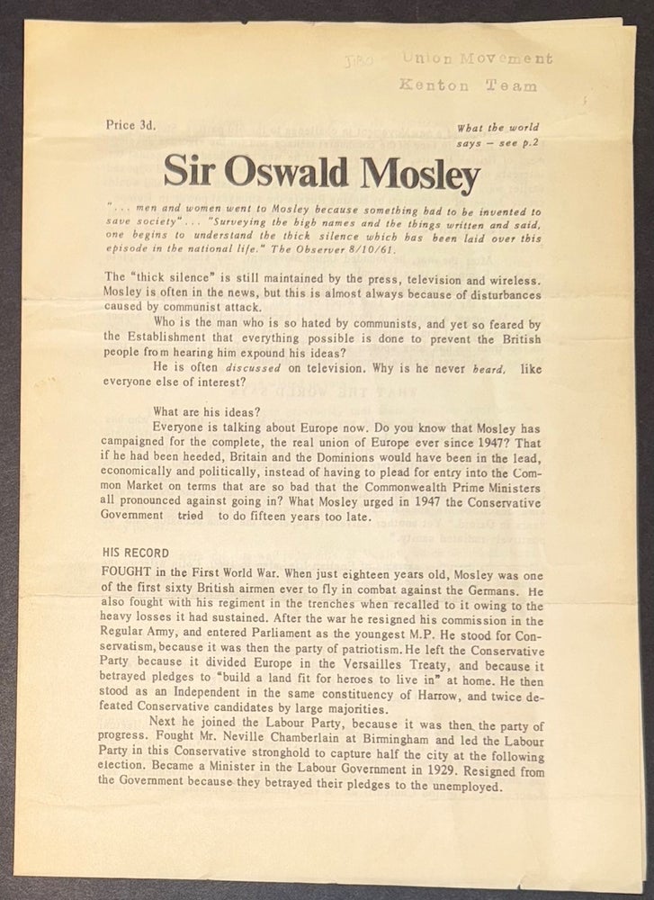 Cat.No: 335090 Sir Oswald Mosley