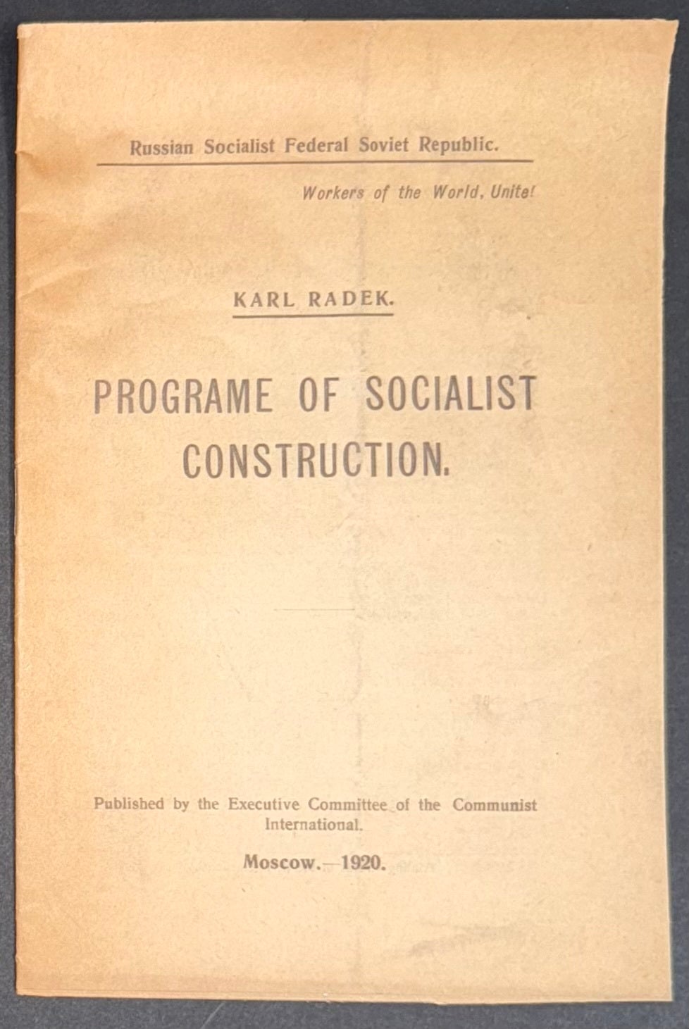 Karl Radek Programe of socialist construction | Karl Radek
