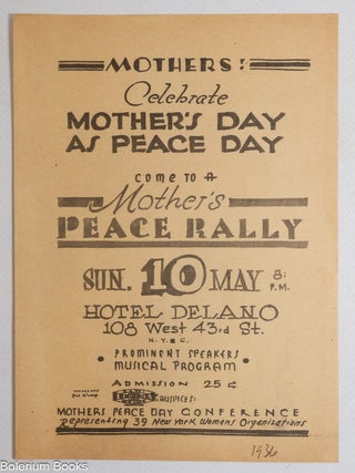Cat.No: 335279 Mothers! Celebrate Mother's Day as Peace Day. Come to a Mother's...