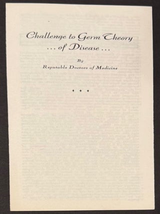 Cat.No: 335415 Challenge to Germ Theory of Disease by Reputable Doctors of Medicine