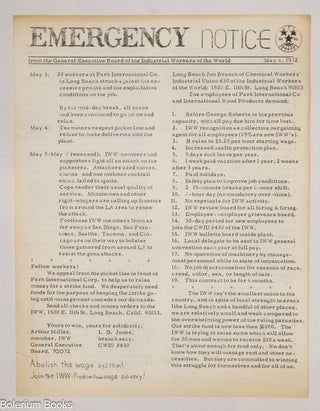 Cat.No: 335591 Emergency Notice from the General Executive Board of the Industrial...