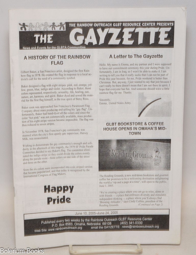 Cat.No: 335715 The Gayzette: news & events for the GLBTA Communities; June 10-24, 2005: a History of the Rainbow Flag