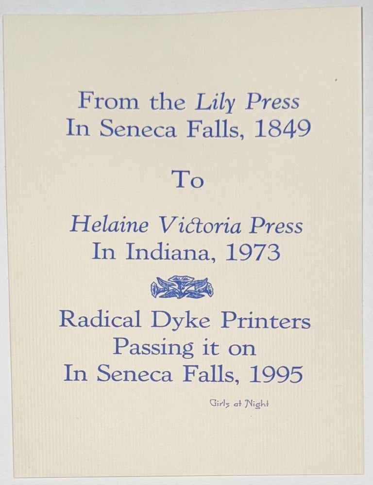 Cat.No: 335934 From the Lily Press in Seneca Falls, 1849 to Helaine