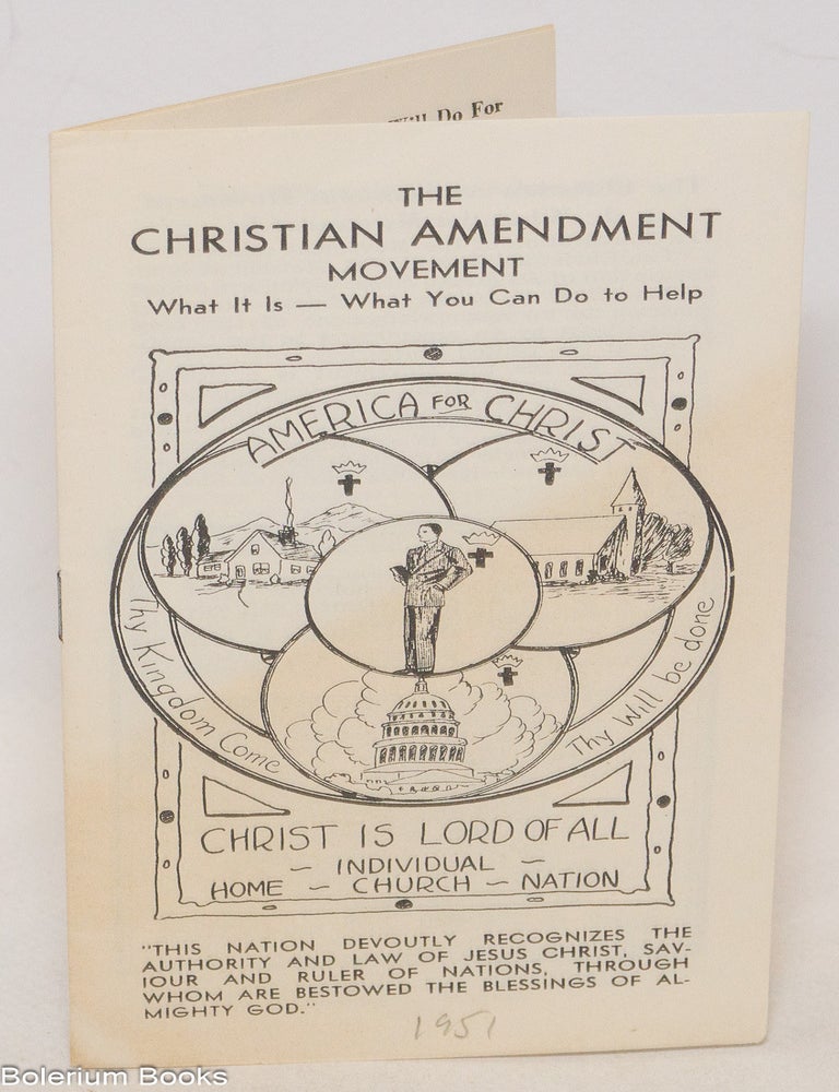 Cat.No: 336426 The Christian Amendment Movement: What it is - What You