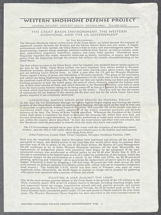 Cat.No: 336838 The Great Basin environment, the Western Shoshone, and the US Government...