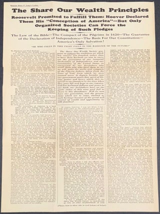 Cat.No: 337135 The Share Our Wealth principles: Roosevelt promised to fulfill them,...