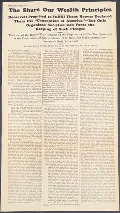 Cat.No: 337135 The Share Our Wealth principles: Roosevelt promised to fulfill them,...