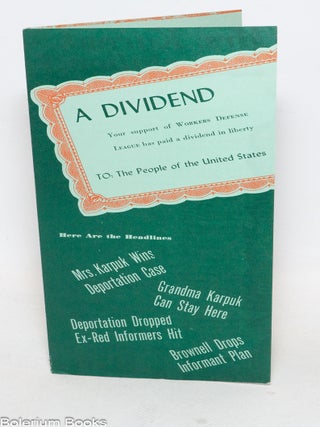 Cat.No: 337194 Your Support of Workers Defense League has Paid a Dividend in Liberty