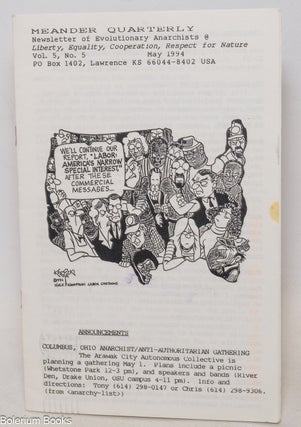 Cat.No: 337760 Meander quarterly, newsletter of evolutionary anarchists, vol. 5, no. 5...