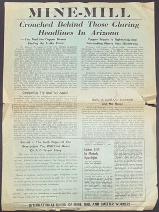 Cat.No: 337932 Mine-Mill. Crouched behind those glaring headlines in Arizona - You find...