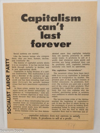 Cat.No: 338527 Capitalism can't last forever