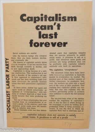 Cat.No: 338527 Capitalism can't last forever