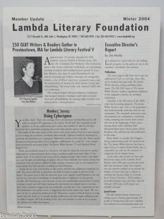 Cat.No: 338649 Lambda Literary Foundation: member update; [two issues: Winter 2004 &...