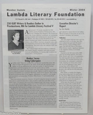 Cat.No: 338649 Lambda Literary Foundation: member update; [two issues: Winter 2004 &...