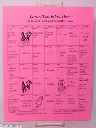 Cat.No: 338656 Calendar of Events for Diva La Fever [Handbill