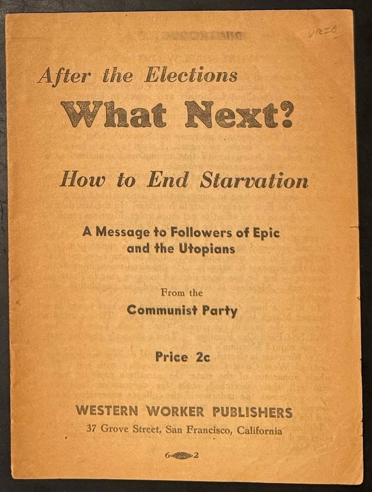 Cat.No: 338677 After the elections what next? How to end starvation. A