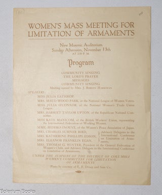Cat.No: 338839 Women's Mass Meeting for Limitation of Armaments. New Masonic...
