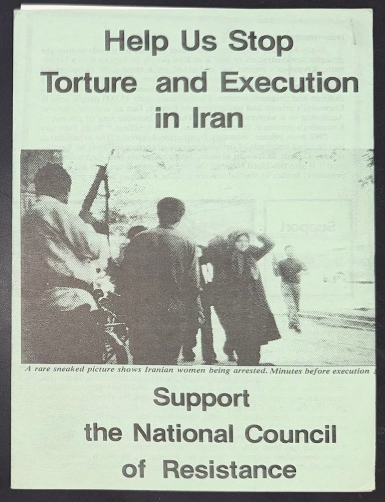 Cat.No: 338841 Help us stop torture and execution in Iran. Support the National Council of Resistance