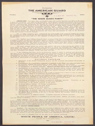 Cat.No: 338981 The American Guard: "The White Man's Party" [broadside
