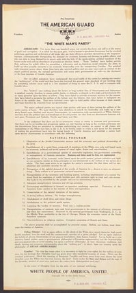 Cat.No: 338981 The American Guard: "The White Man's Party" [broadside