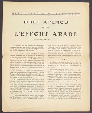 Cat.No: 339102 Bref aperçu sur l'effort Arabe