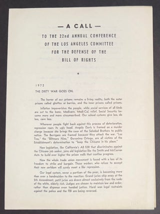 Cat.No: 339126 A Call to the 22nd Annual Conference of the Los Angeles Committee for the...