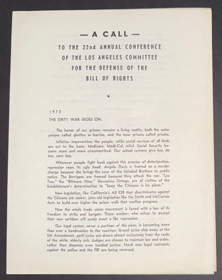 Cat.No: 339126 A Call to the 22nd Annual Conference of the Los