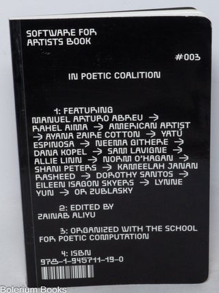 Cat.No: 339170 Software for artists book; in poetic coalition #003. Zainab Aliyu