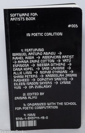 Cat.No: 339170 Software for artists book; in poetic coalition #003. Zainab Aliyu