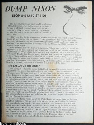 Cat.No: 339331 Dump Nixon / Stop the Fascist Tide [handbill