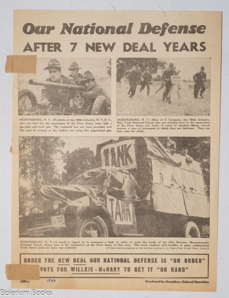Cat.No: 339414 Our national defense after 7 New Deal years [handbill]
