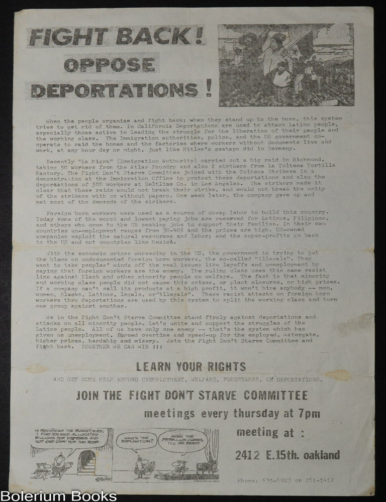 Cat.No: 339460 Fight Back! Oppose Deportations! [handbill