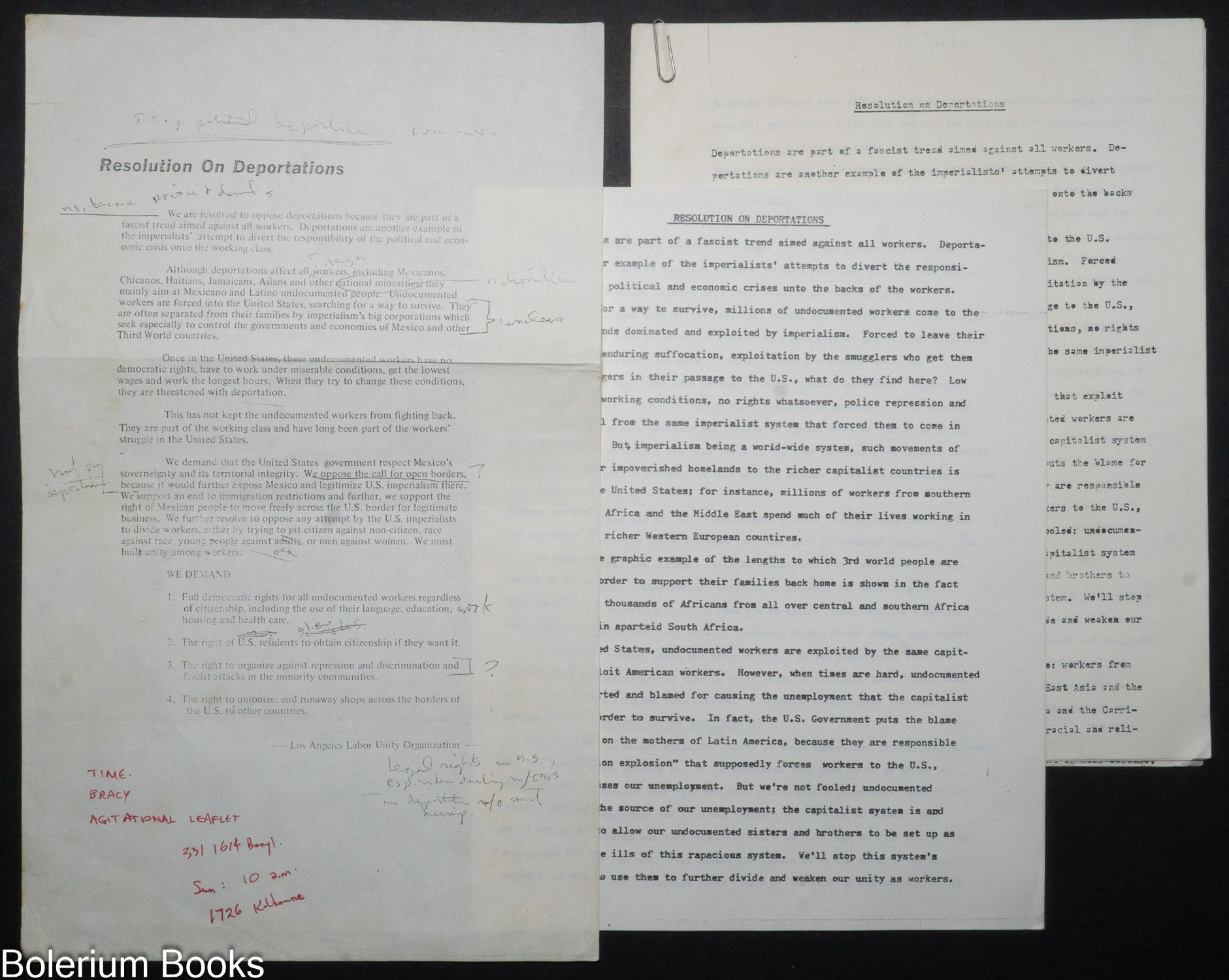Resolution on Deportations three items