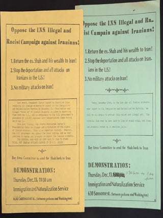 Cat.No: 339788 Oppose the INS illegal and racist campaign against Iranians! [two...