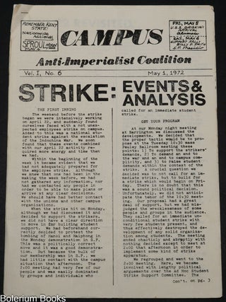 Cat.No: 339942 Campus; Anti-imperialist coalition; vol. 1, no. 6 (May 1, 1972