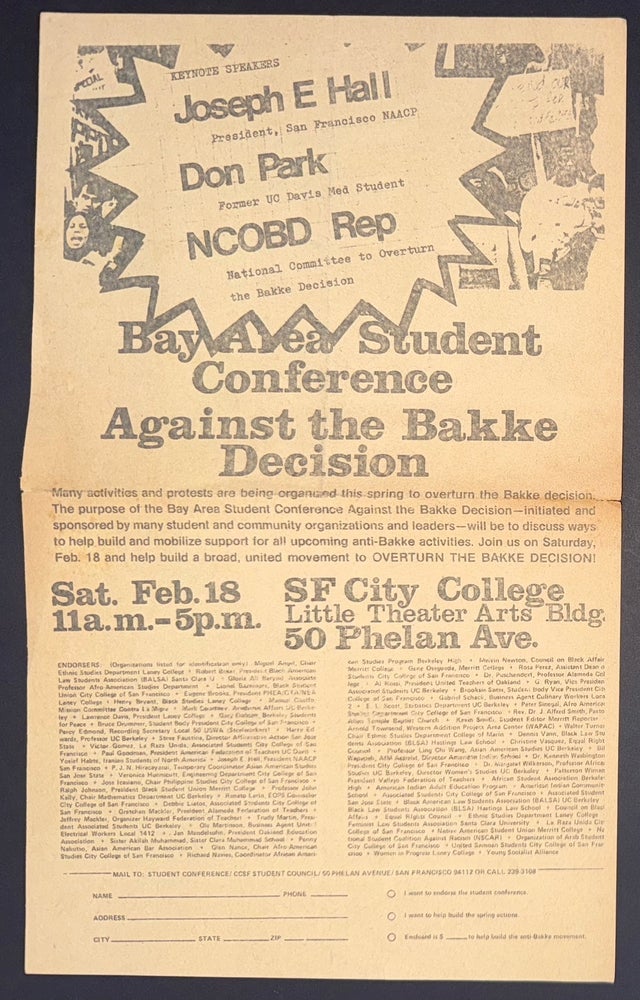 Cat.No: 340426 Bay Area Student Conference Against the Bakke Decision [handbill