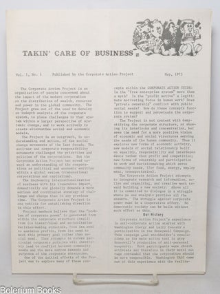 Cat.No: 340445 Takin' Care of Business, vol. 1, no. 1 (May 1975
